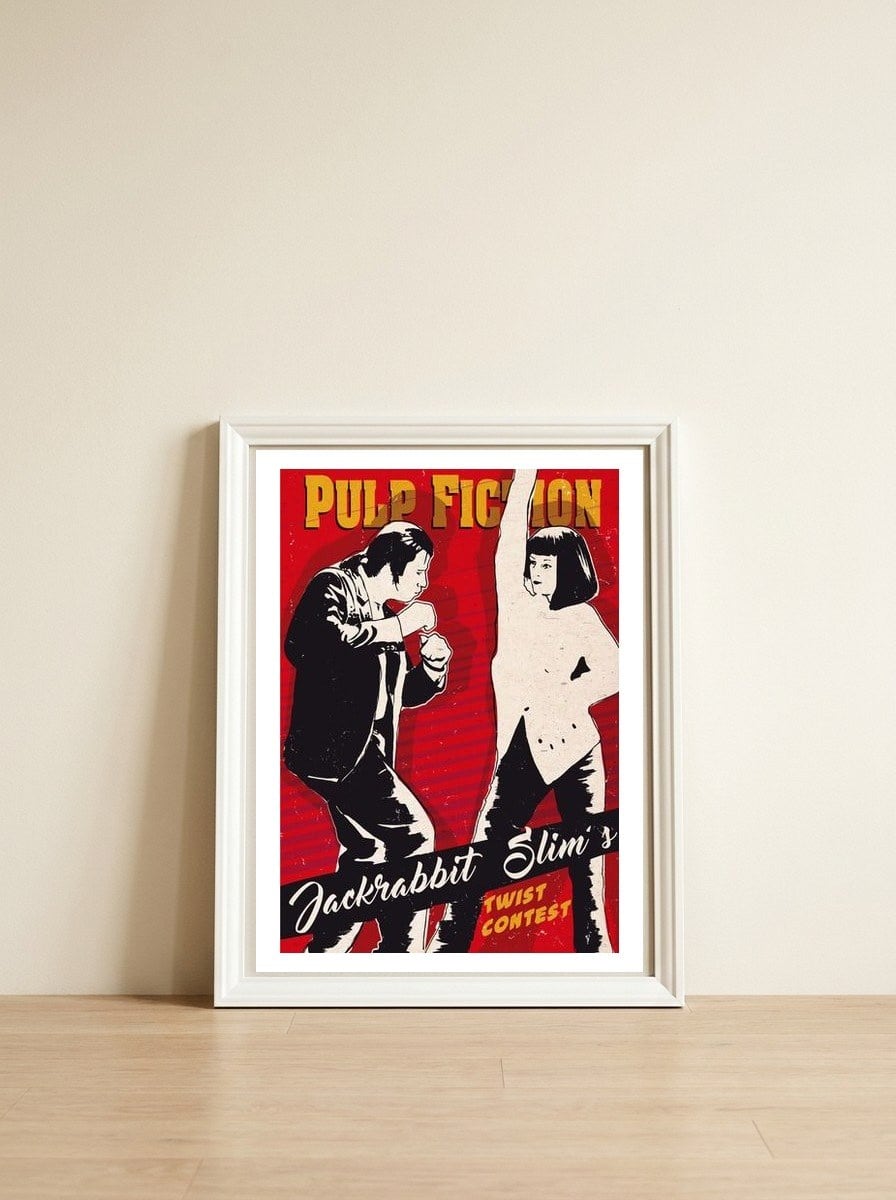 Twist dance Pulp Fiction movie poster — framed, leaning against the wall