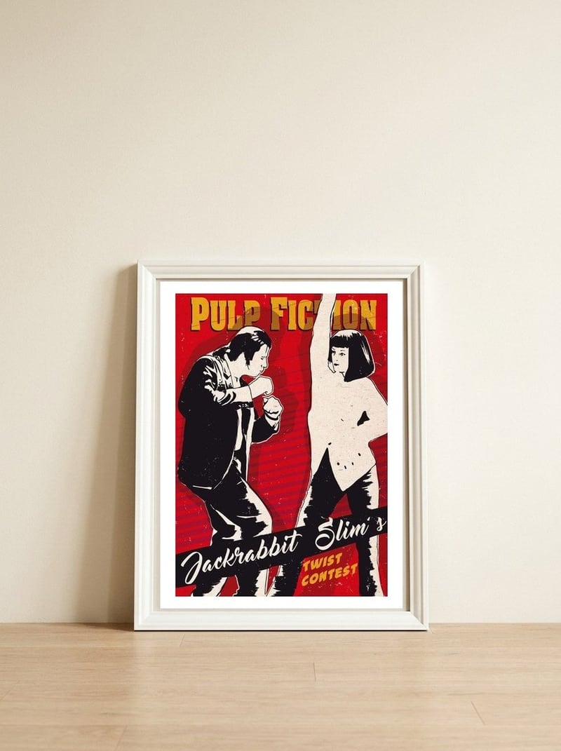 Twist dance Pulp Fiction movie poster — framed, leaning against the wall