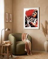 Jimi Hendrix pop art poster framed in a tender room thumbnail