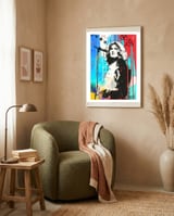 Robert Plant pop art poster framed in a tender room thumbnail