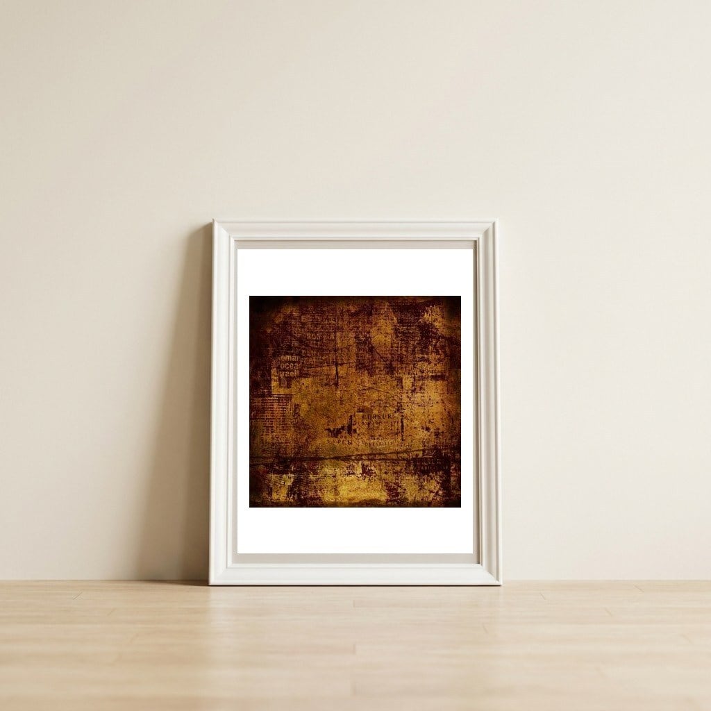 Old newspapper — framed, leaning against the wall