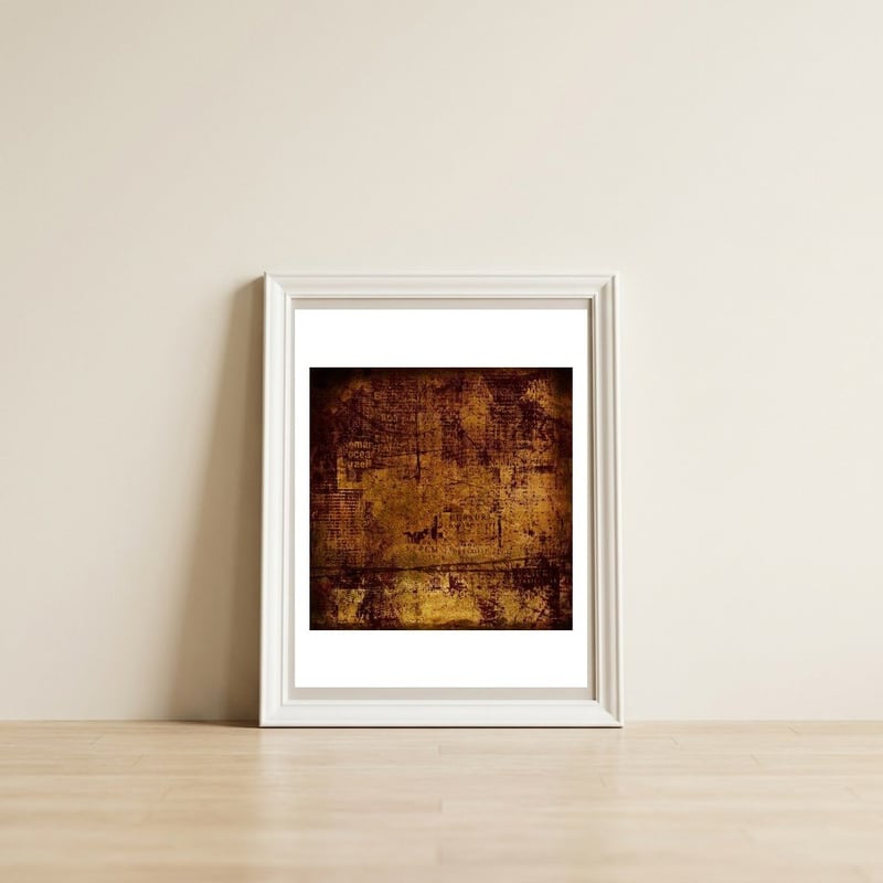 Old newspapper — framed, leaning against the wall