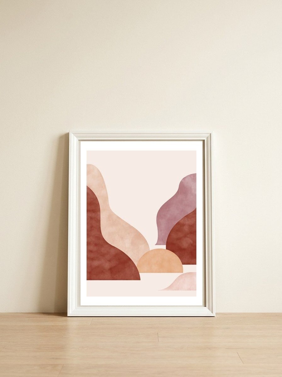 Boho sunset — framed, leaning against the wall