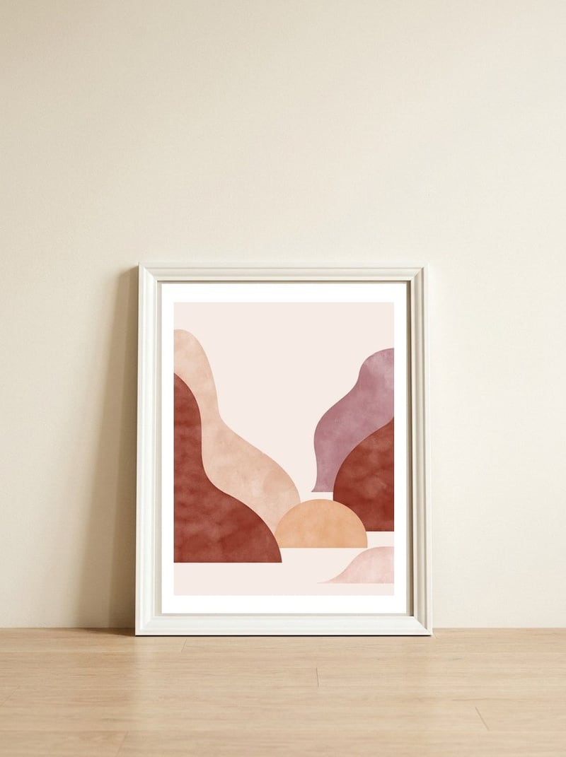 Boho sunset — framed, leaning against the wall