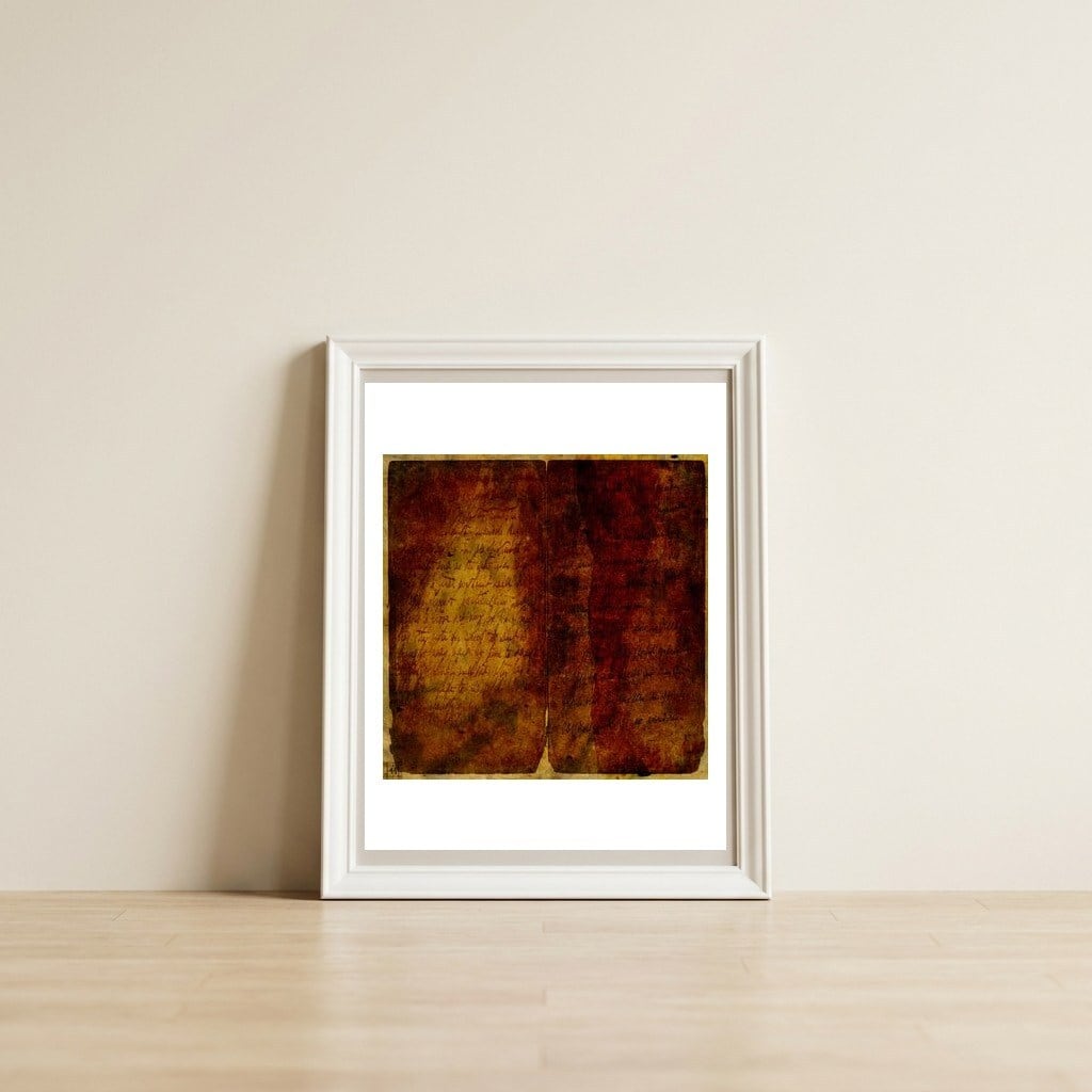 Old Testament — framed, leaning against the wall
