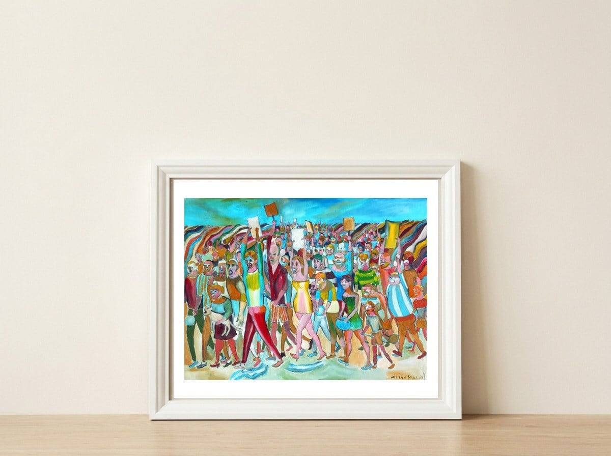 Manifestacion — framed, leaning against the wall