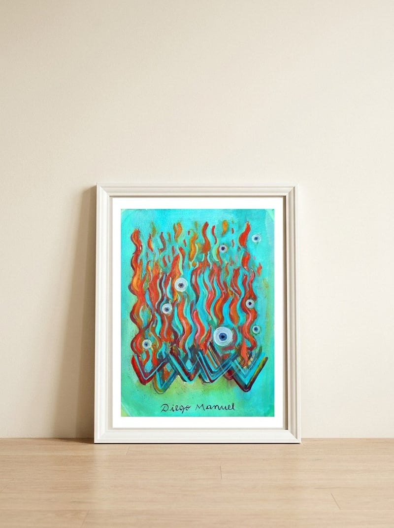 Graffiti Real 16 — framed, leaning against the wall