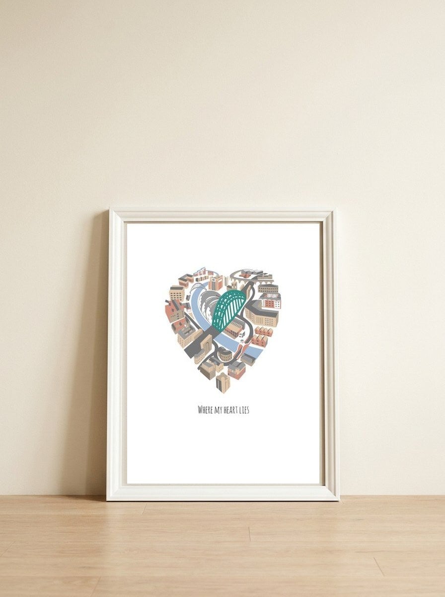 Where My Heart Lies (Newcastle Gateshead) — framed, leaning against the wall