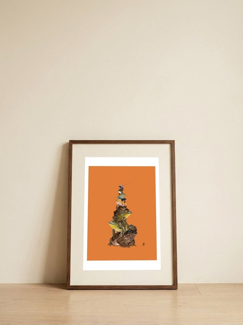 Toadstool (Colour) — framed, leaning against the wall