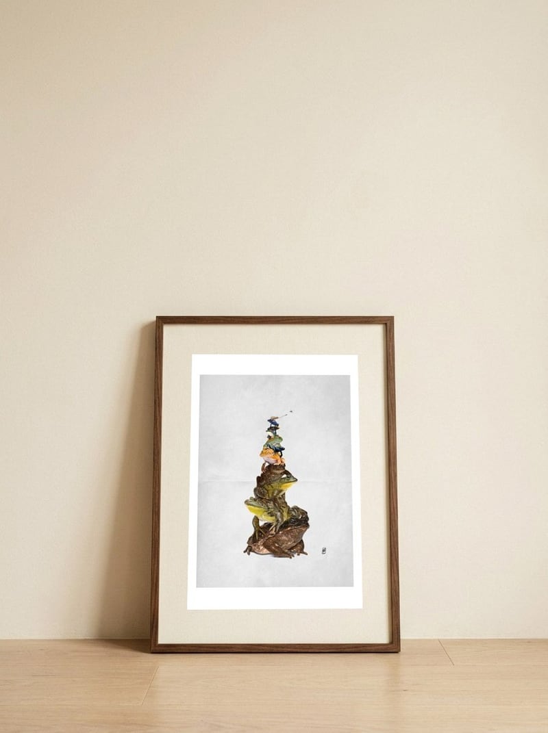 Toadstool (Wordless) — framed, leaning against the wall