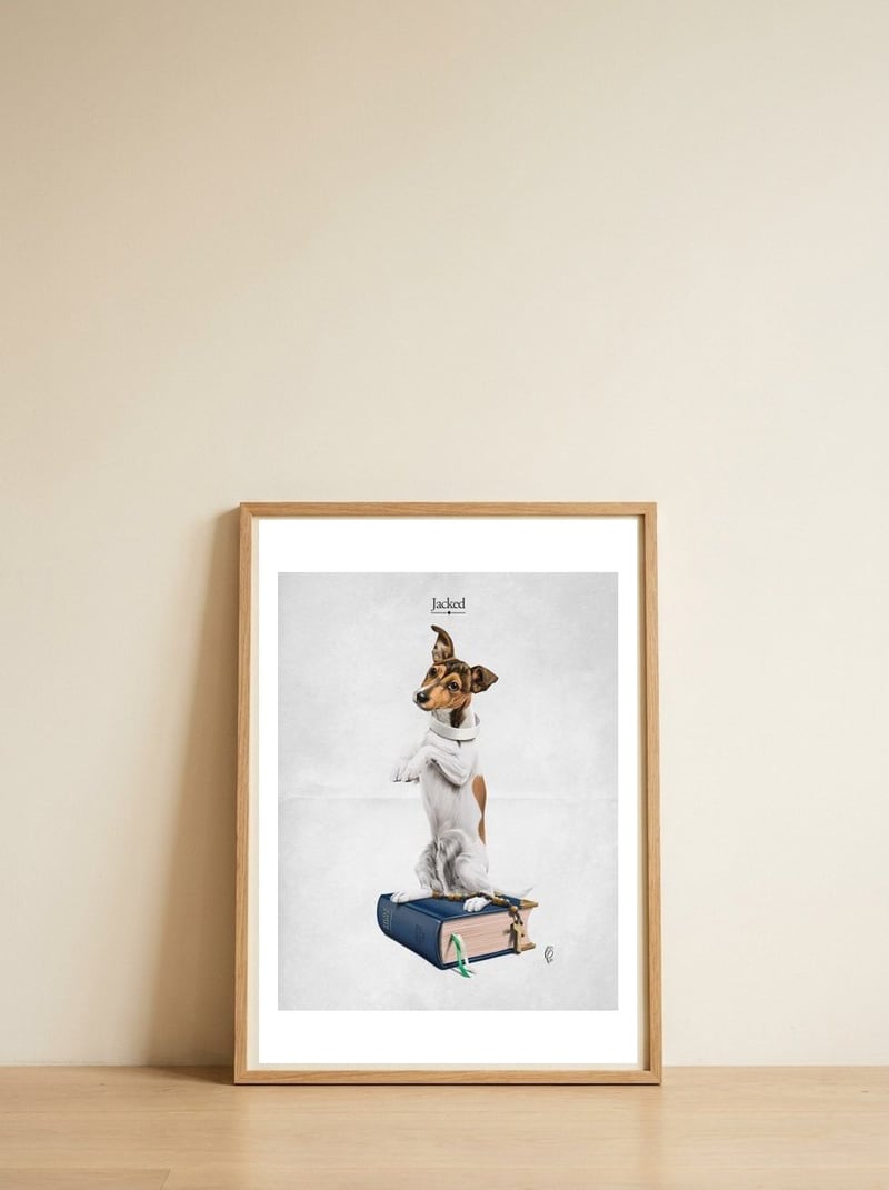 Jacked (Titled) — framed, leaning against the wall