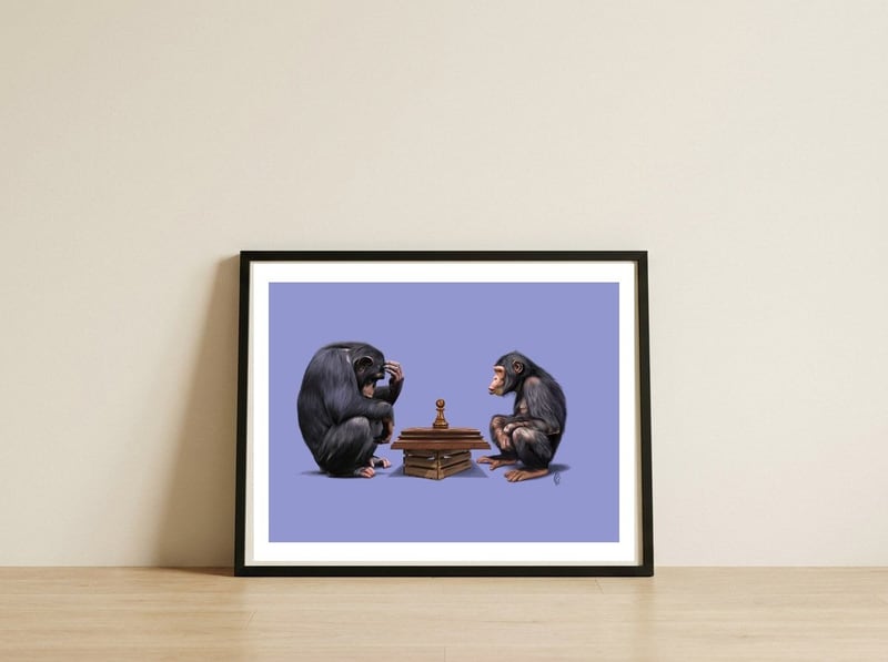 The Pawns (Colour) — framed, leaning against the wall