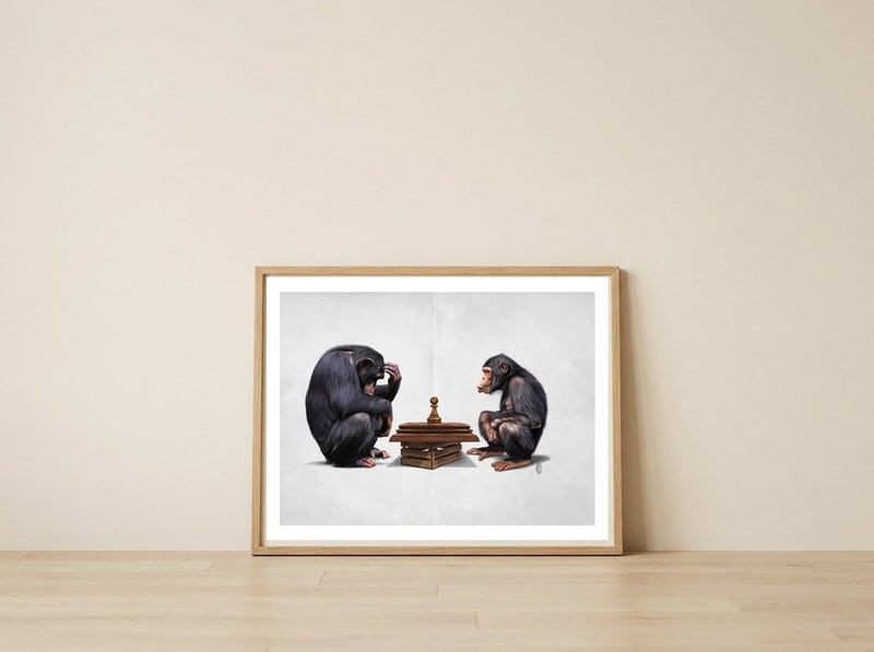 The Pawns (Wordless) — framed, leaning against the wall
