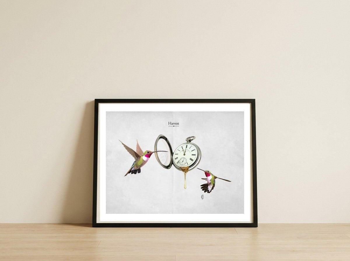 Harvest (Titled) — framed, leaning against the wall