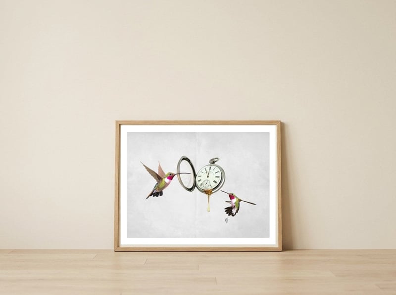 Harvest (Wordless) — framed, leaning against the wall