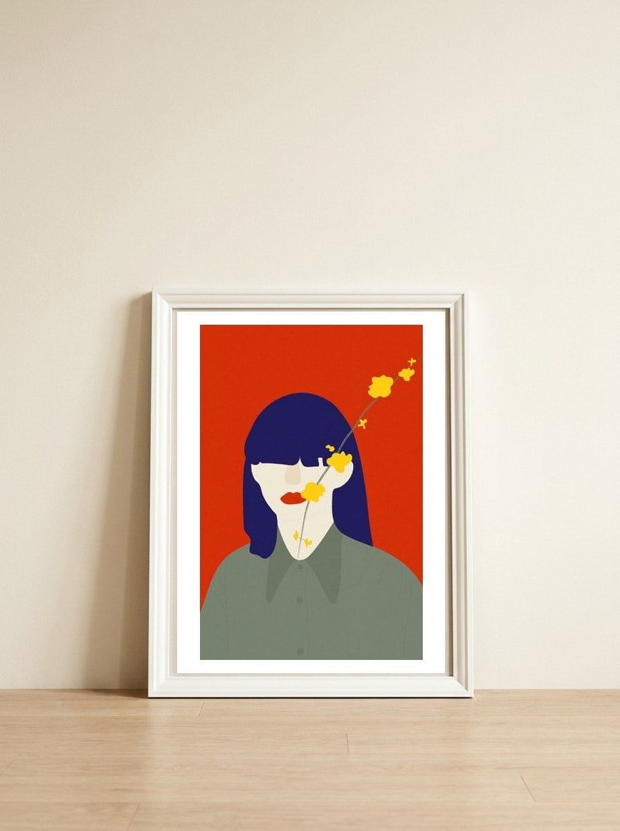 Blossom — framed, leaning against the wall