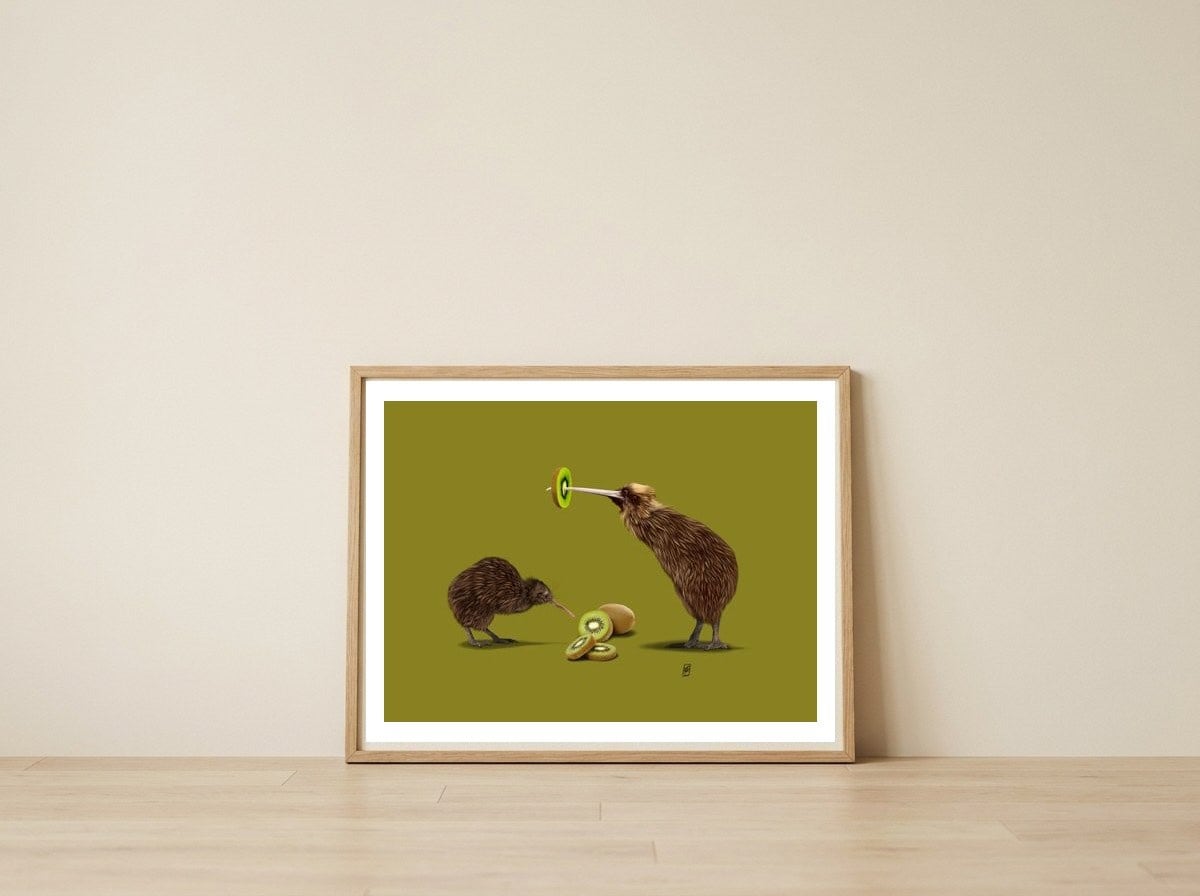 Kiwi (Colour) — framed, leaning against the wall
