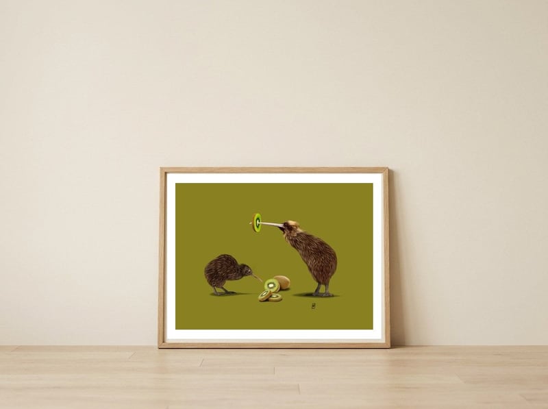 Kiwi (Colour) — framed, leaning against the wall