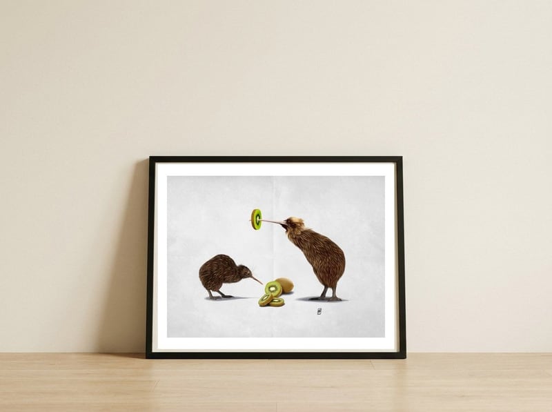 Kiwi (Wordless) — framed, leaning against the wall