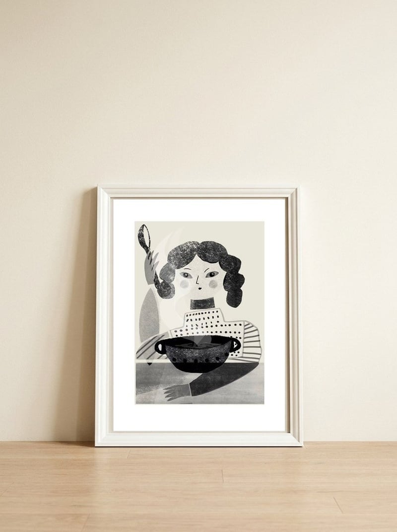 Soup  — framed, leaning against the wall