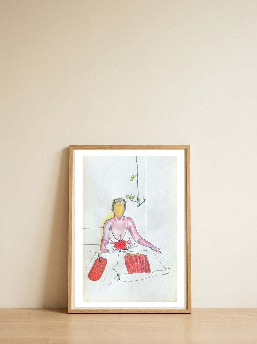 Let's Feast! — framed, leaning against the wall