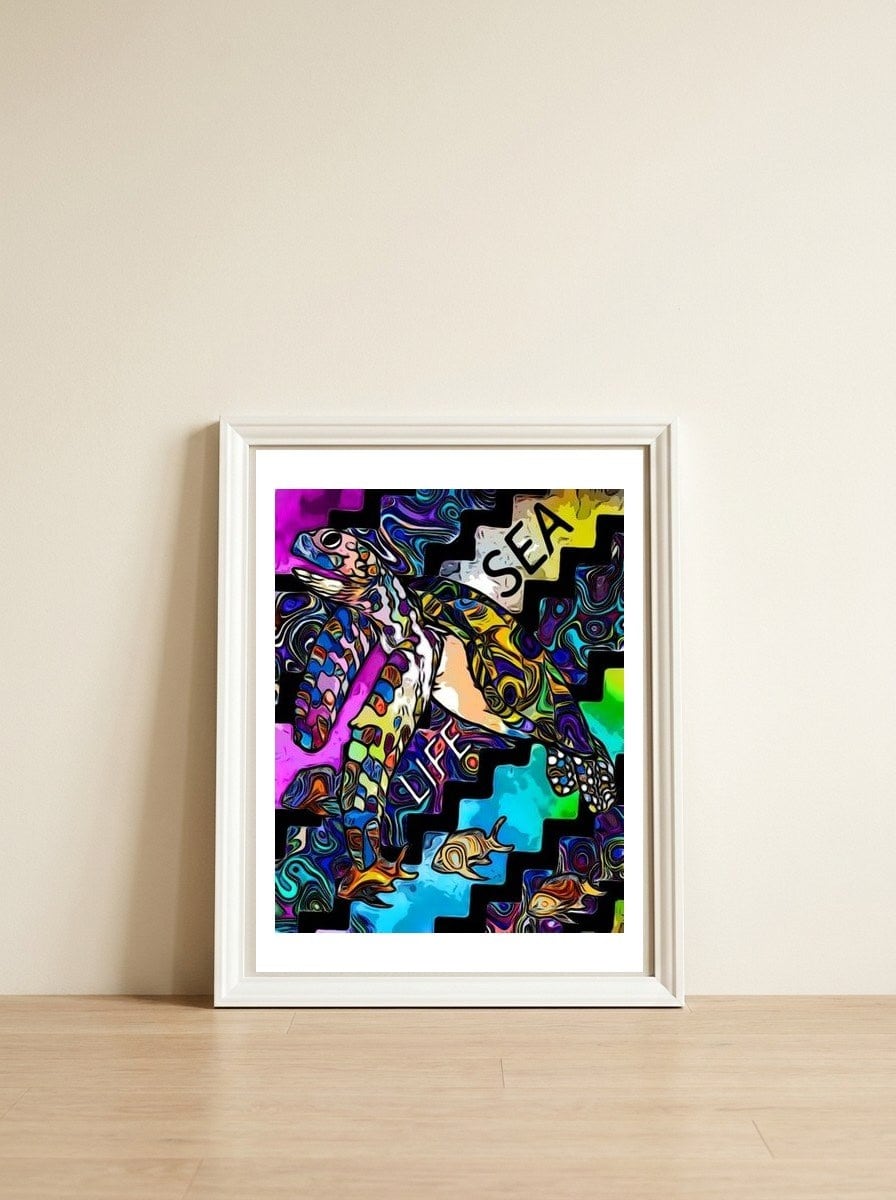 Sea Funk World — framed, leaning against the wall