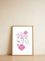 Pink Flowers — framed, leaning against the wall thumbnail