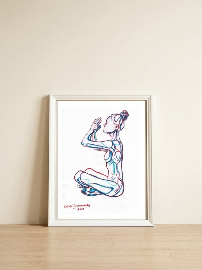 Sukhasana — framed, leaning against the wall