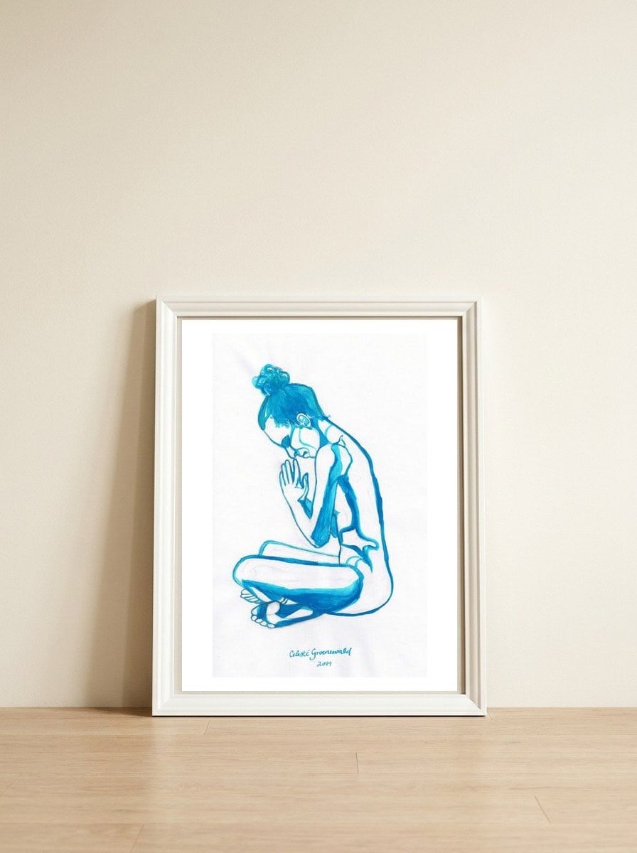 Anjali Mudra — framed, leaning against the wall