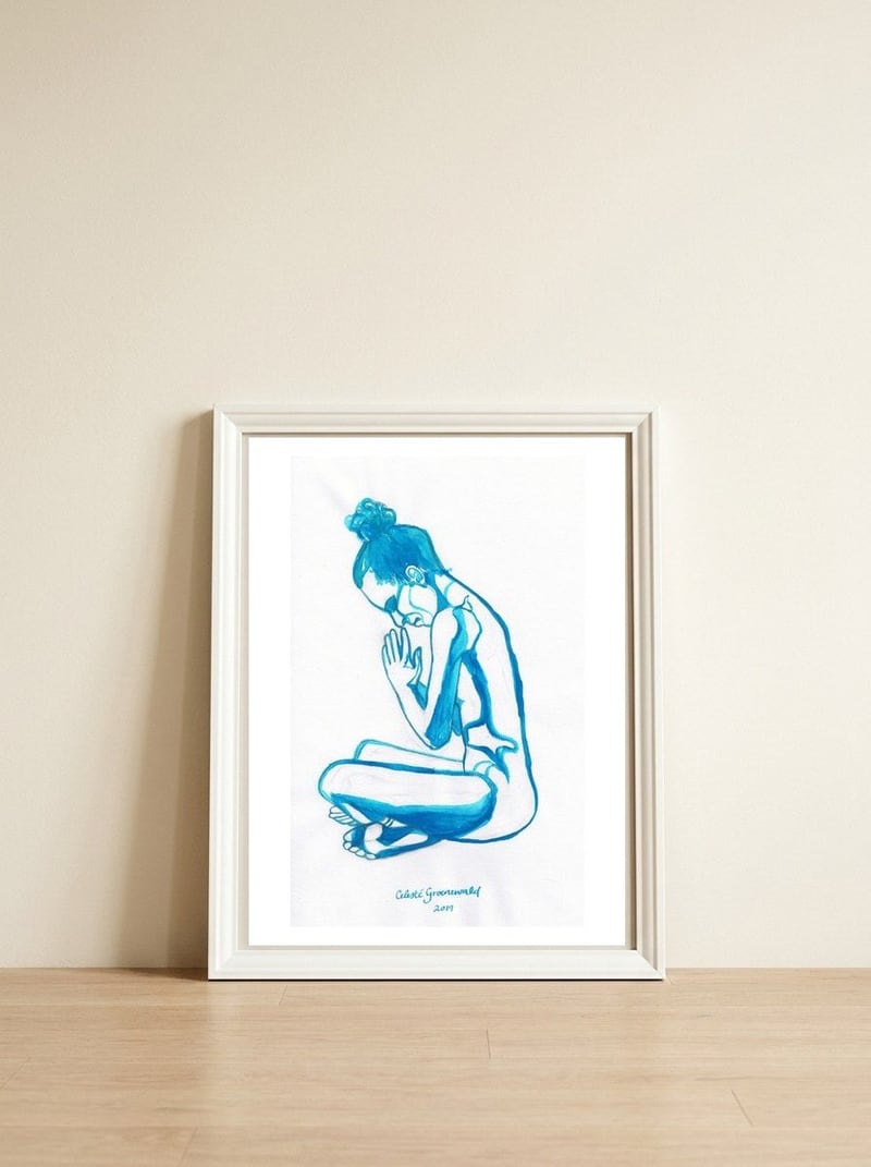 Anjali Mudra — framed, leaning against the wall
