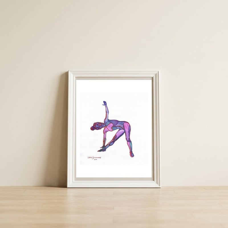 Trikonasana — framed, leaning against the wall
