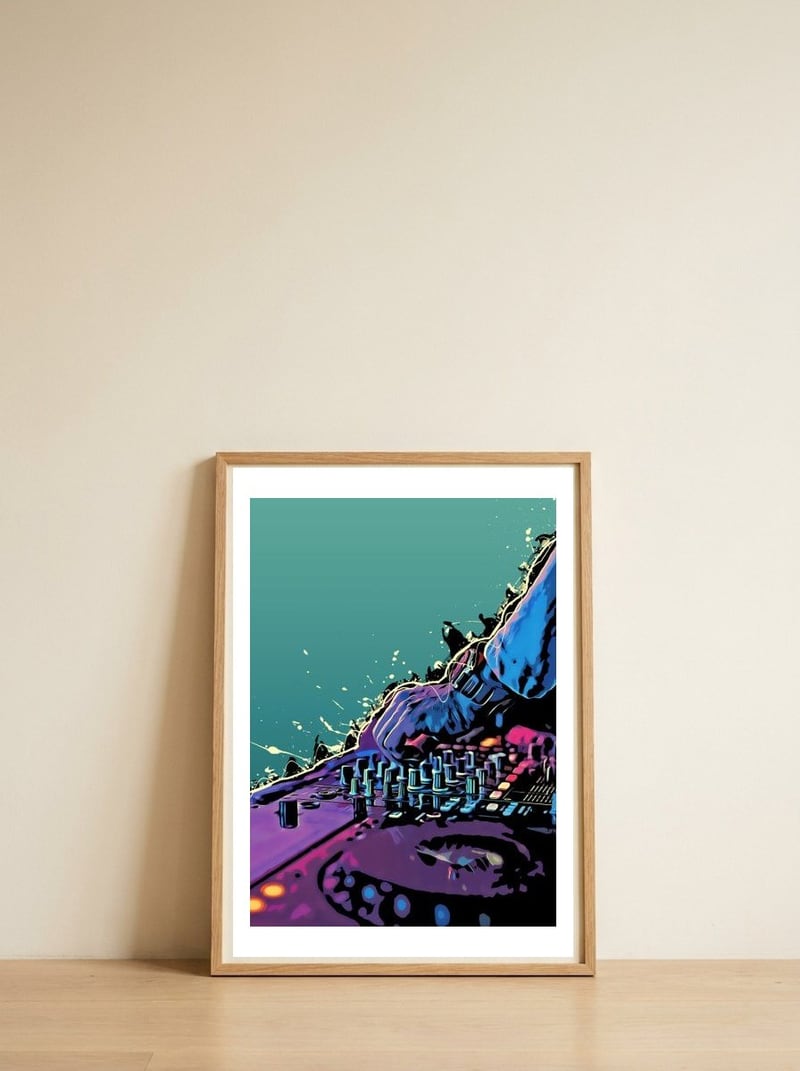 DJ music set #dj — framed, leaning against the wall