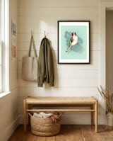  Goldfinch watercolor framed in a relaxed room thumbnail