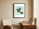 Flying Green-cheeked conure framed in a focused room thumbnail