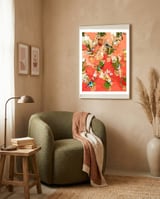 Birds of different feathers flock together | Biodiversity Wildlife Animals Red Watercolor Painting framed in a tender room thumbnail