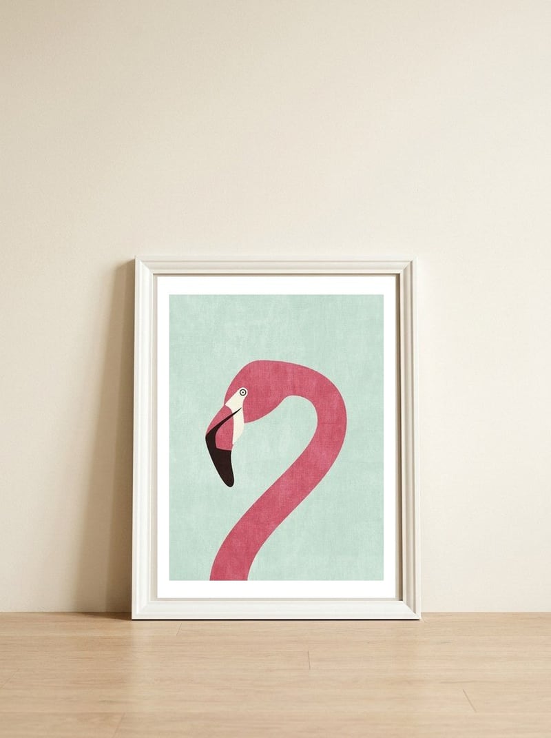 FAUNA / Flamingo — framed, leaning against the wall