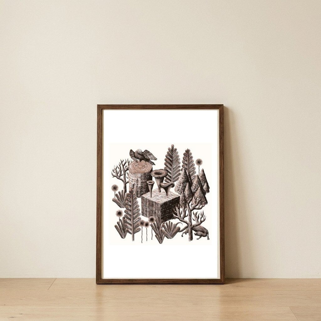 Inner landscape 1 (sepia) — framed, leaning against the wall