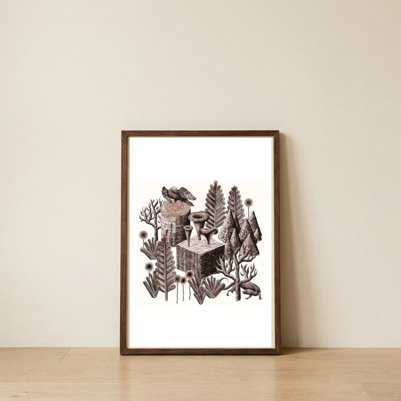 Inner landscape 1 (sepia) — framed, leaning against the wall