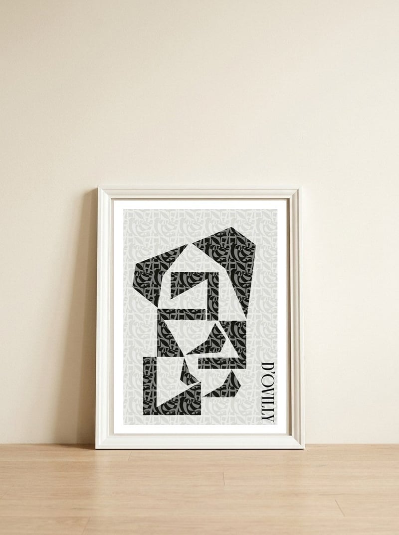 ACHROMATIC NO.5 — framed, leaning against the wall
