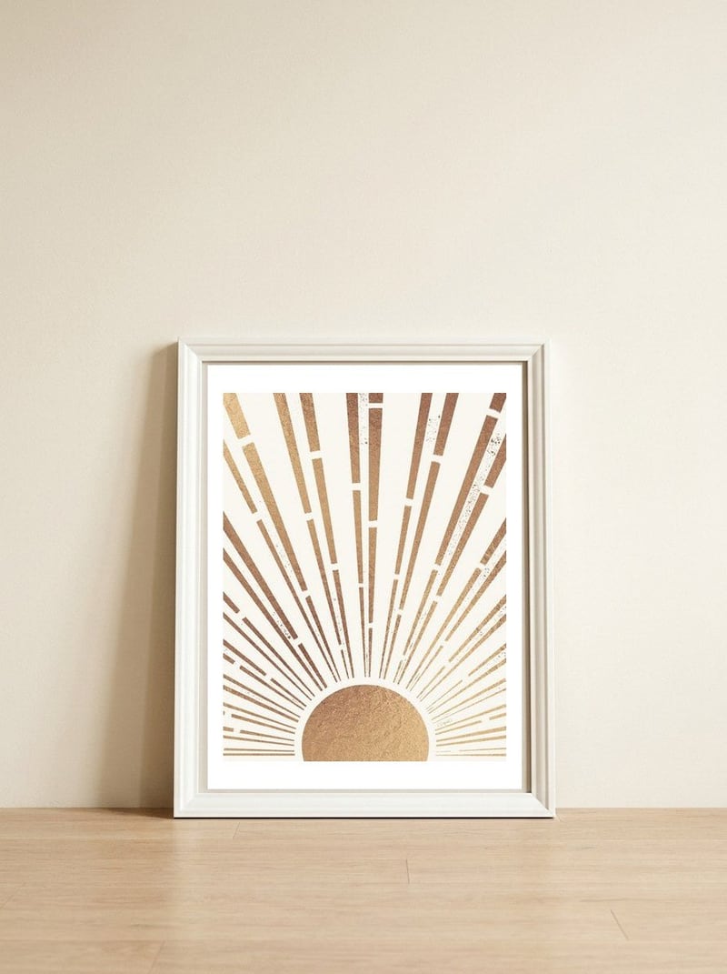 Sun Shines Inside You Gold — framed, leaning against the wall