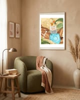 Keep Palm & Carry On Wall Art | Tropical Beach Bikini Fashion Travel Chai framed in a tender room thumbnail