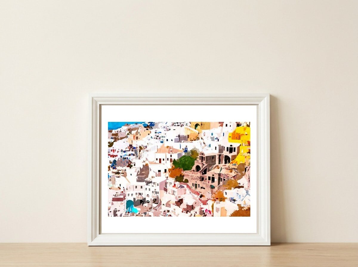 Travel Far Enough, You Meet Yourself Illustration, Spain Citiscape Architecture Painting, Buildings — framed, leaning against the wall