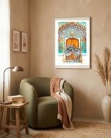 Take Your Stripes Wherever You Go Painting, Zebra Wildlife Architecture, Indian Palace Door Painting  framed in a tender room thumbnail