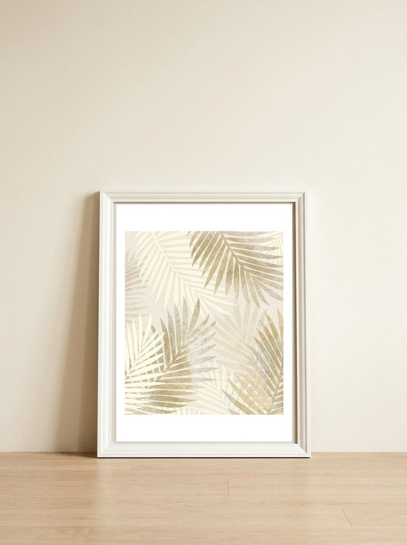 Relaxing Palms-Gold — framed, leaning against the wall
