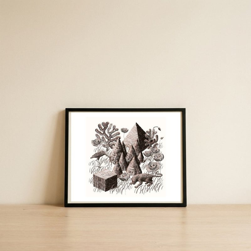 Inner landscape 2 (sepia) — framed, leaning against the wall