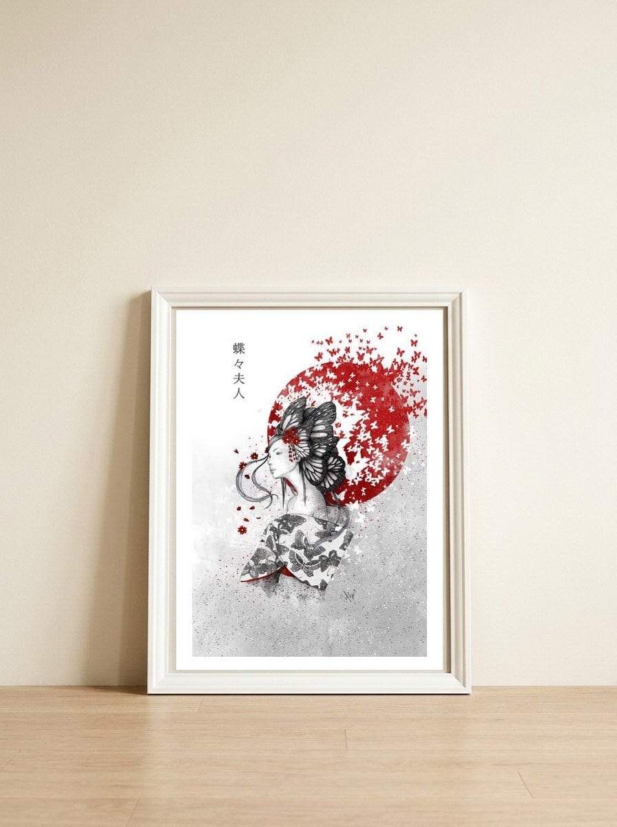 Madame Butterfly — framed, leaning against the wall
