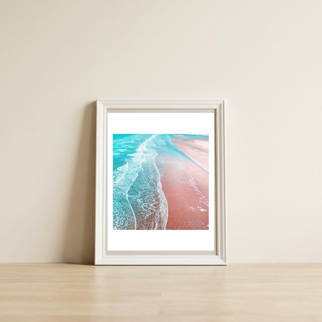 Sea Blue And Rose Gold — framed, leaning against the wall