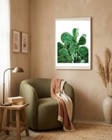 Velvet Cactus | Watercolor Botanical Plants | Minimal Boho Scandinavian Painting framed in a tender room thumbnail
