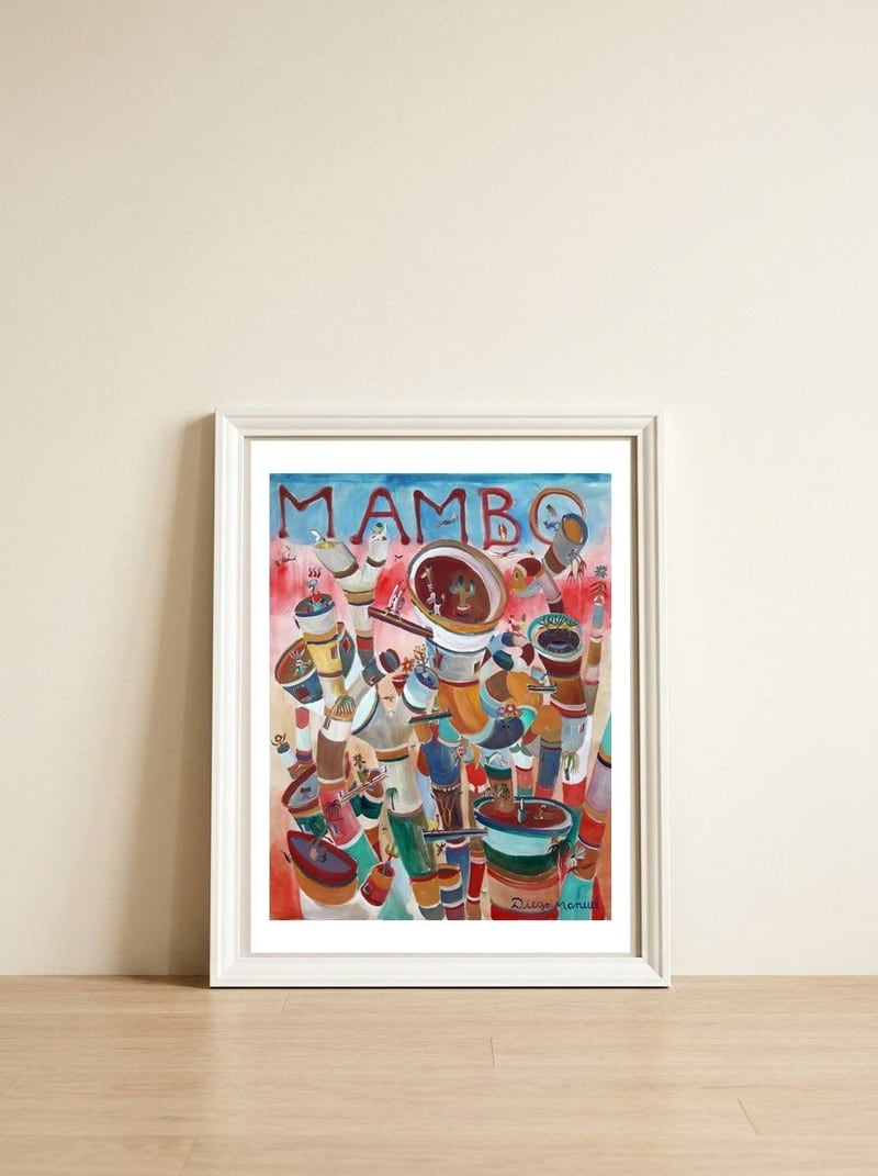 Mambo B — framed, leaning against the wall