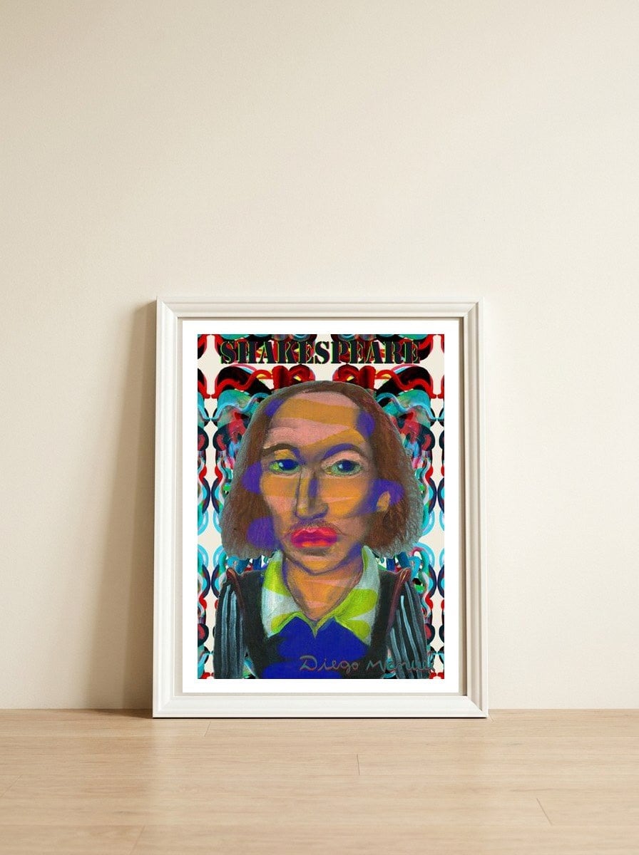 Shakespeare B — framed, leaning against the wall
